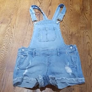 Rue21 Blue Denim Overalls// light wash buttons